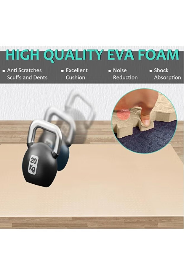 Gym Mat Foam Floor Mats for Home Gym Puzzle Exercise Square Interlocking Carpet Tiles with Border - 4