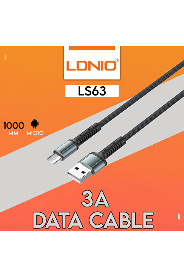كابل بيانات LS63 Micro USB 3A: متانة الدنيم، شحن ومزامنة فائق السرعة، 1000 مم