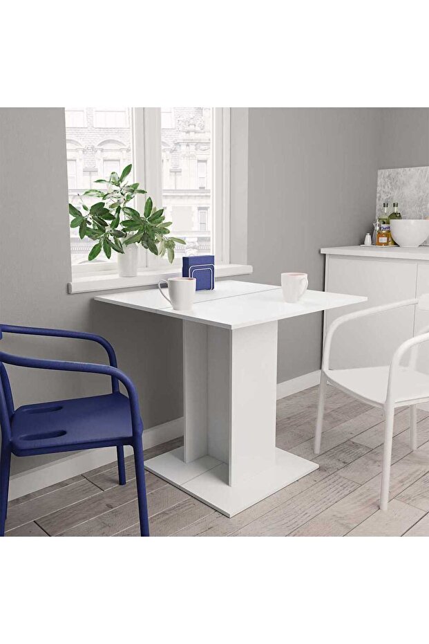 Dining Table White 80x80x75 cm Engineered Wood