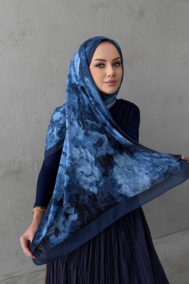Navy Blue Tual Koza 100% Cotton Shawl