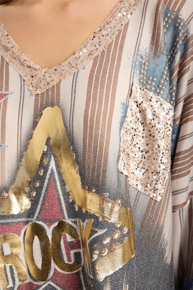 Patterned Starry Foil Blouse - 4