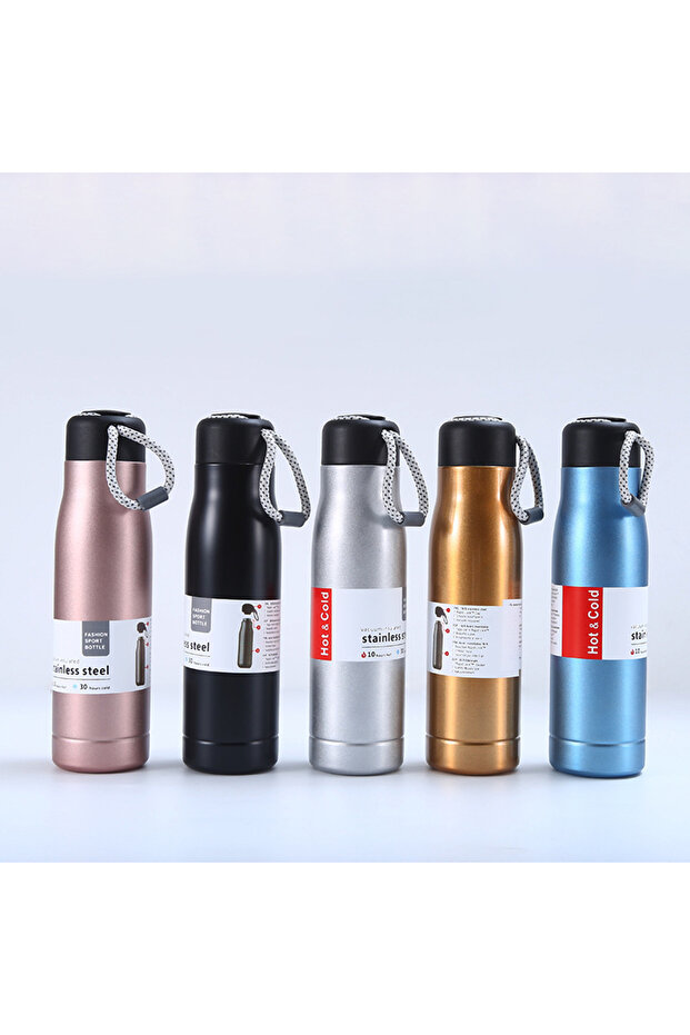 Vacuum Stainless Steel Water Bottle with Carry Rope