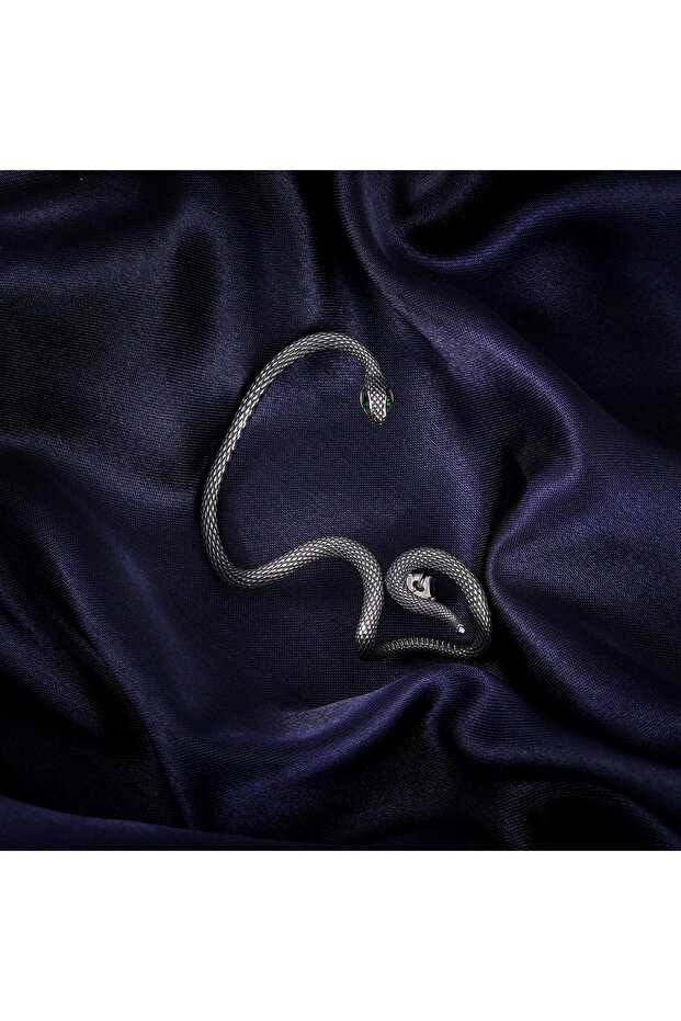 Ear Cuff Yılan Zirkon Tasarım Çivi Model S+ Kalite 316L Paslanmaz Kararmaz Çelik Küpe Tekli - 2