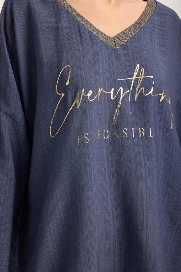 Simli V Yaka Bluz - 4