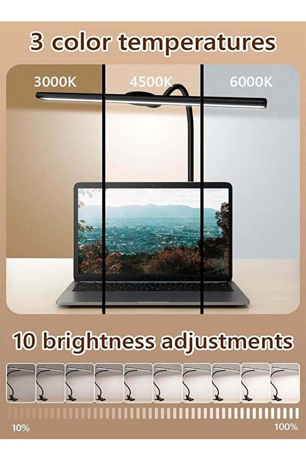 مصباح مكتب، مصباح LED قابل للتعتيم 10 وات 40 سم، 3 درجات حرارة لونية و10 مستويات سطوع، مصباح Architect - 2