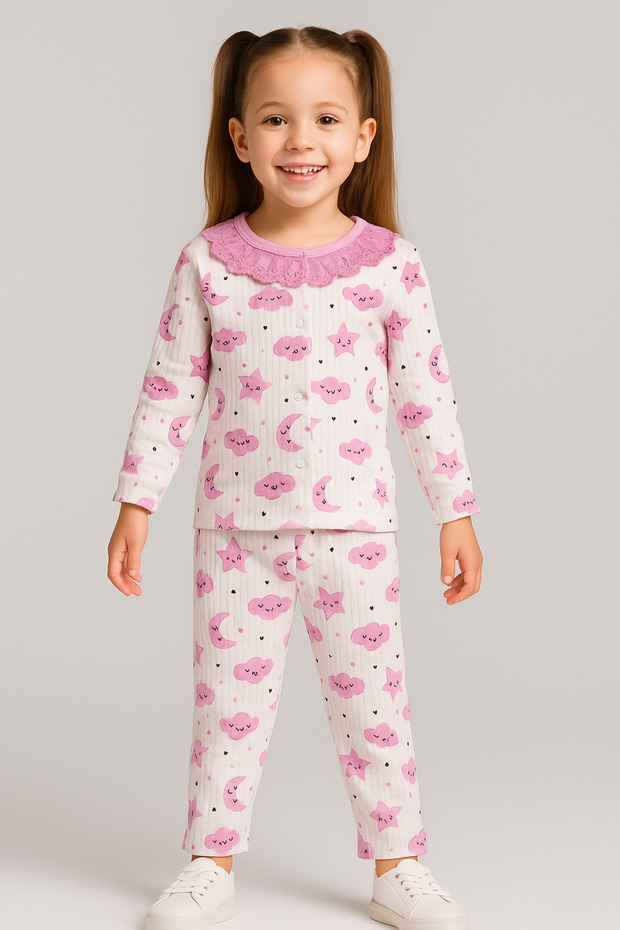 Baby Girl Set Cotton Long Sleeve Printed 0-6 Months