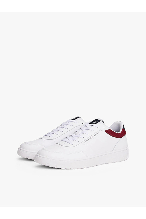 TH Basketbol Stili Core Skórzane męskie białe trampki FM0FM056290GZ - 2