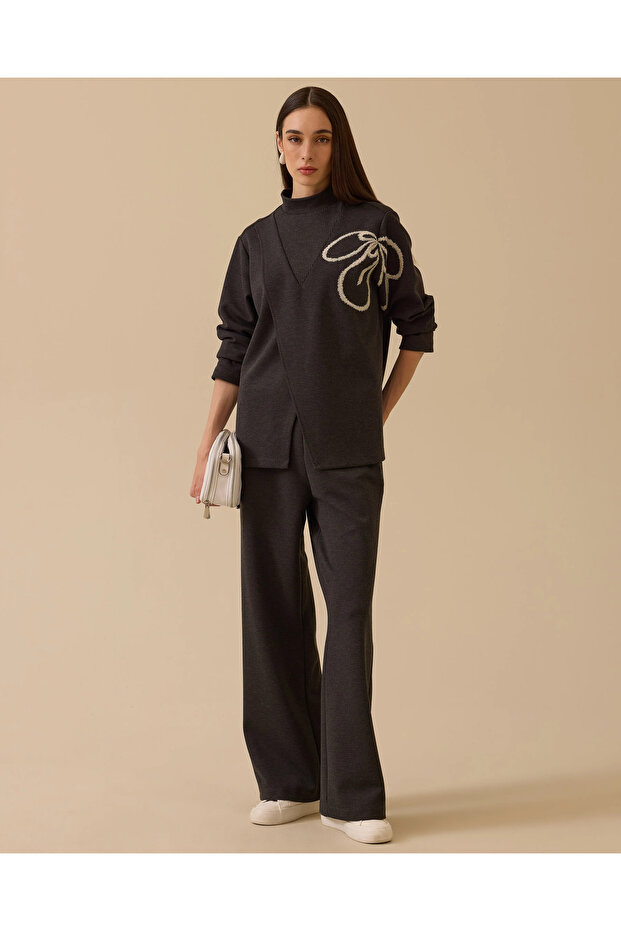 Nakışlı Örme Sweatshirt - 2