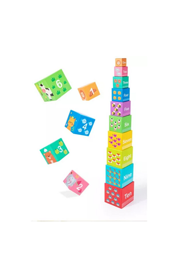 Stackable educational blocks set, 10 boxes – Learn numbers 1-10, interactive game - 3