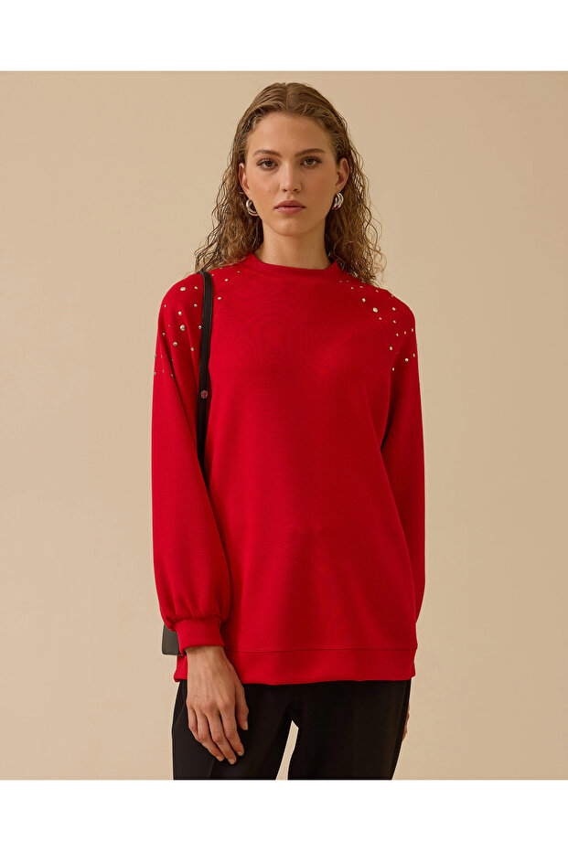 Omuz Detaylı Oversize Sweatshirt - 3