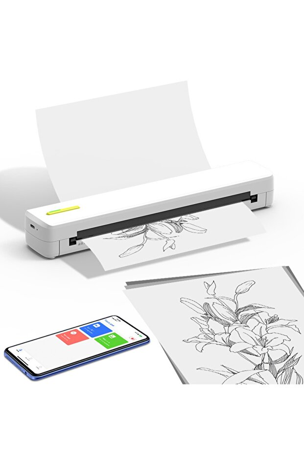 A4 Portable Bluetooth Thermal Printer with APP Control - Fast Inkless Printing for Mobile & Computer - 1