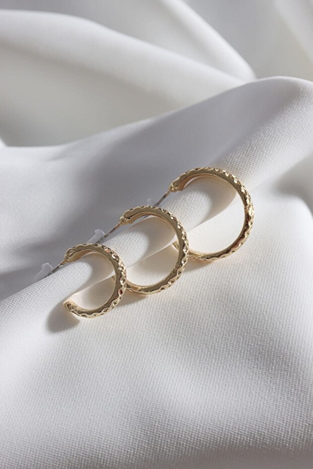 Women's 3-Piece Gold Hoop Earrings Set