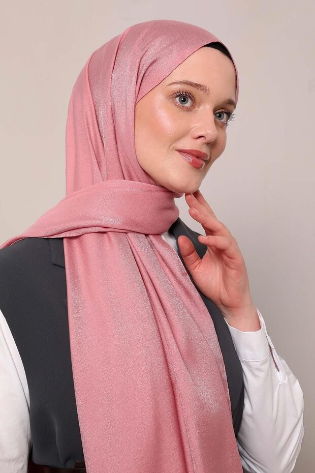 Pembe Simli Bodrum Şal - 2