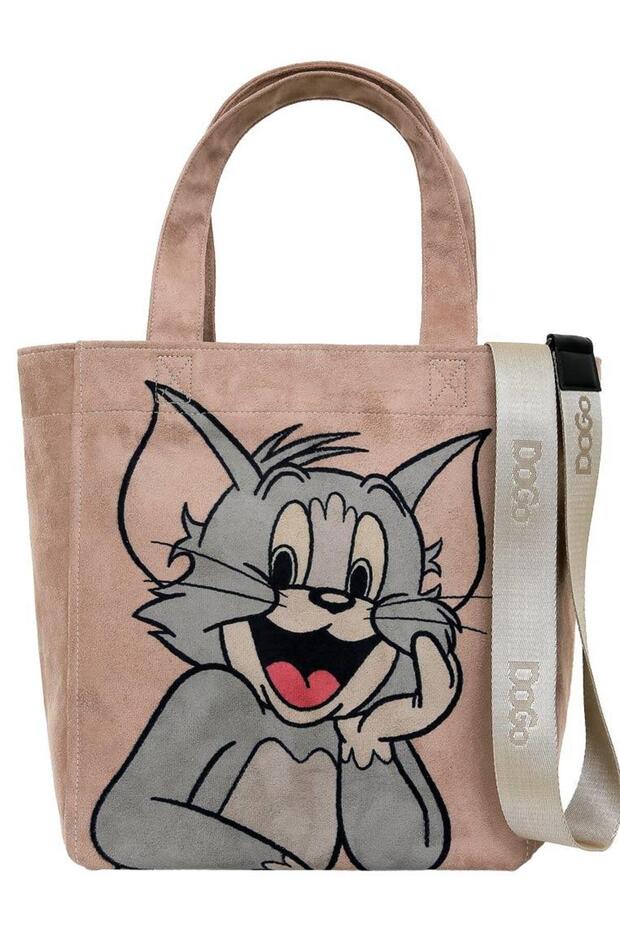 Women's Vegan Cream Large Tote Bag - Warner Bros Smiles and Whiskers Design