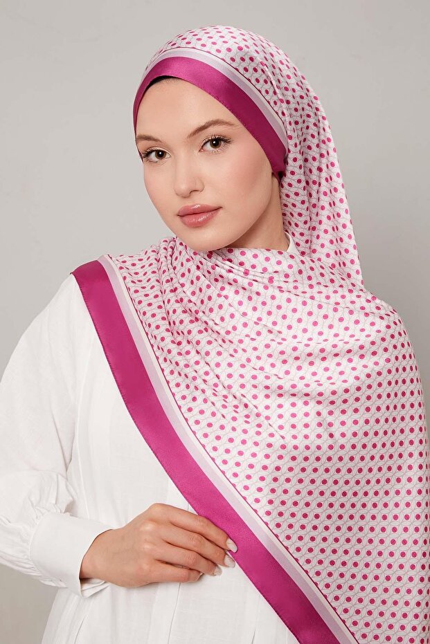 شال ملائكي بنمط حلقات فوشيا منقطة