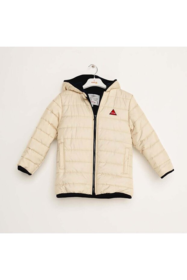 Bej Boy's Hooded Coat 1-5 Years Old