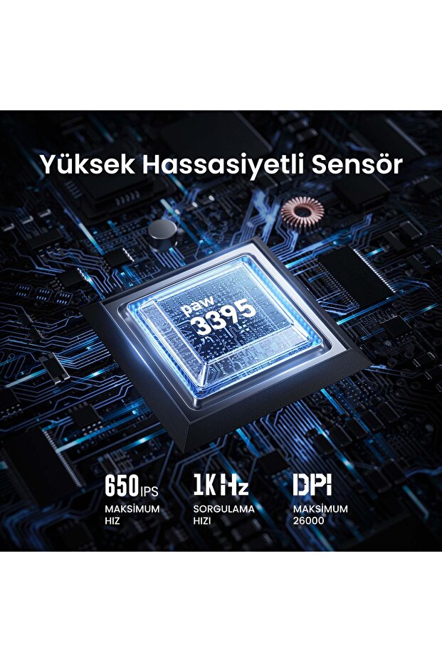 Mercury V75 Lite HE 8KHz Kablolu Manyetik Klavye + M2 26K DPI RGB Kablosuz Mouse Oyuncu Seti, Şeffaf - 8