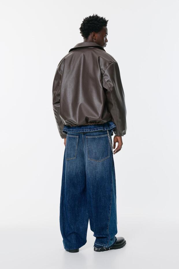 Hacimli suni deri ceket - 5