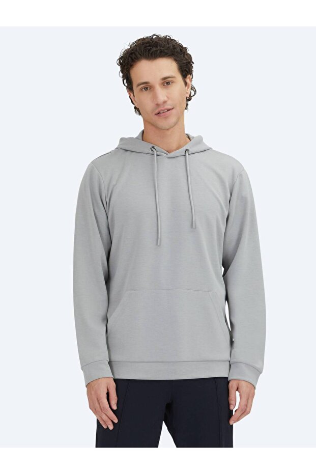 Gri Kapüşonlu Sweatshırt - 1