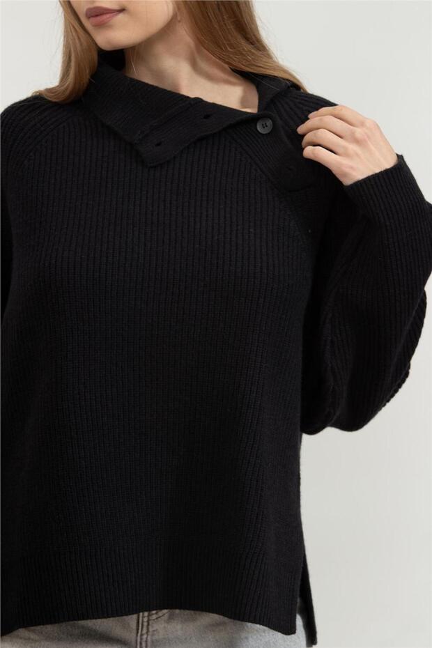 Recycled Wool Button Kadın Triko - 4