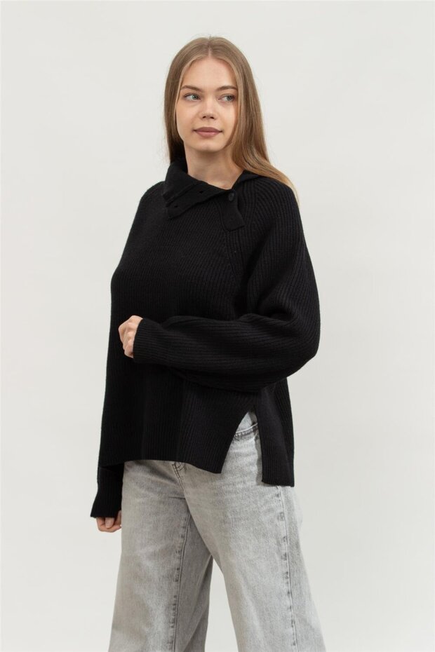 Recycled Wool Button Kadın Triko - 2