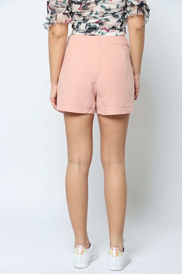 Solid Button-Front Shorts - 1