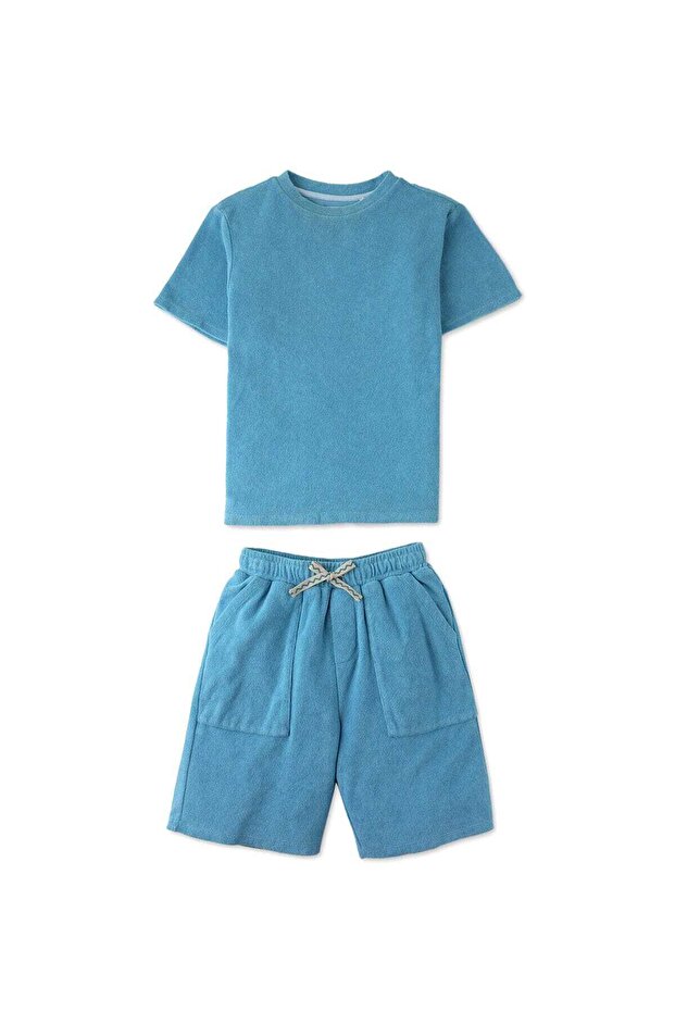 Boys Solid Drawstring Shorts - 1