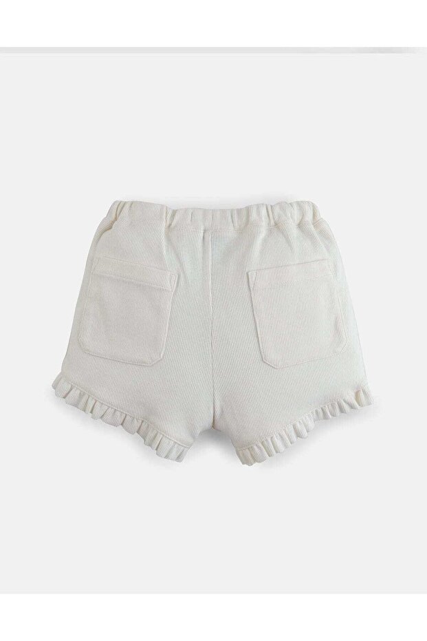 شورت بناتي سادة ذو حافة مكشكشة - 2
