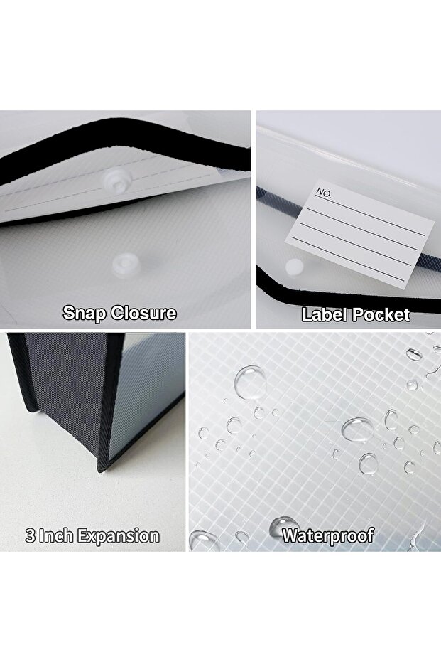 A4 Size Expanding File Folders with Snap Closure, Document Bag, File Jackets, Mesh Pockets Organizer - 3