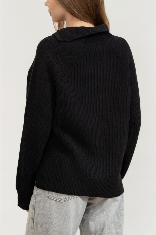 Recycled Wool Button Kadın Triko - 3