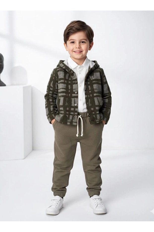 Boys' Shirt, Cardigan and Trousers 3-Piece Set