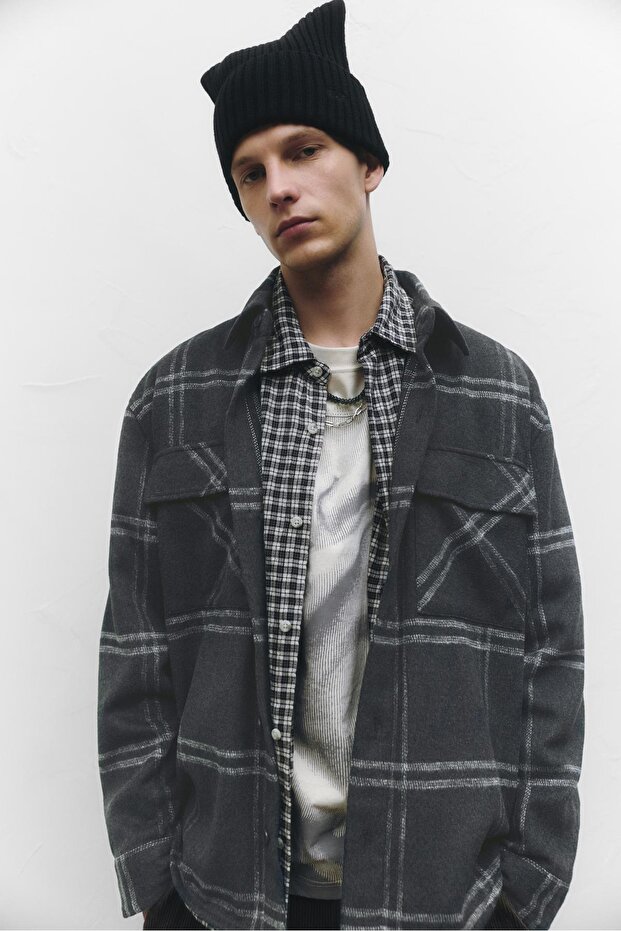 Kareli ince ceket - 1