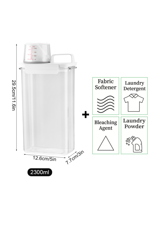 2300ml with Labels 1100/1800/2300Ml Refillable Laundry Detergent Dispenser Empty Tank for Powder Sof