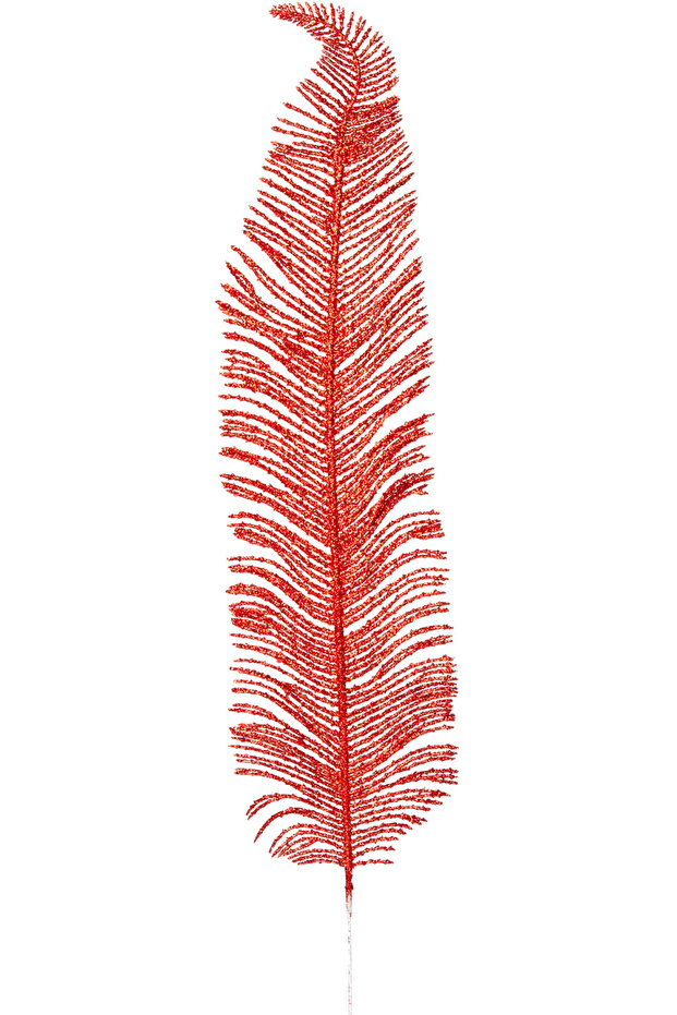 Artificial Chrysanthemum Branch, Glittered, Red - 56 cm