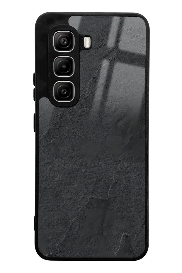 Infinix Hot 50 Pro Compatible Black Marble Design Glossy Phone Case