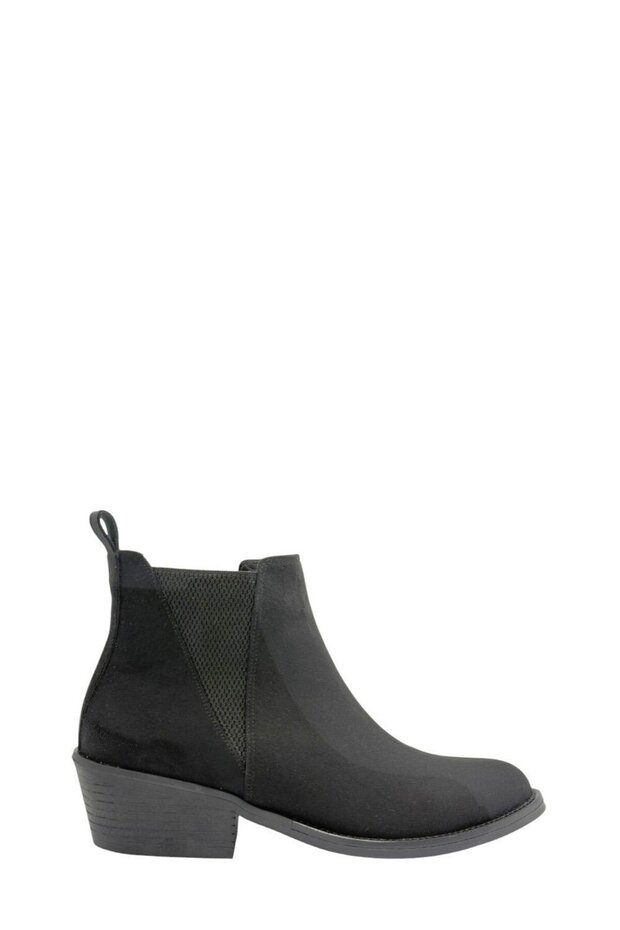 Black Suede Short Heeled Women's Boots