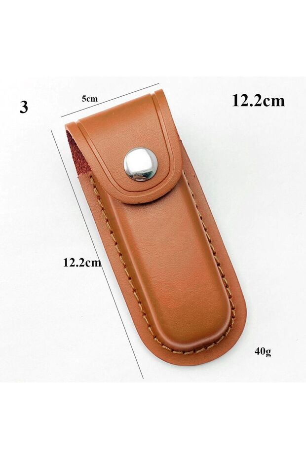 3 Brown Fold Knife Scabbard Tool Flashlight Belt Loop Case Holder Leather Sheath Pocket Hunt Camp O.