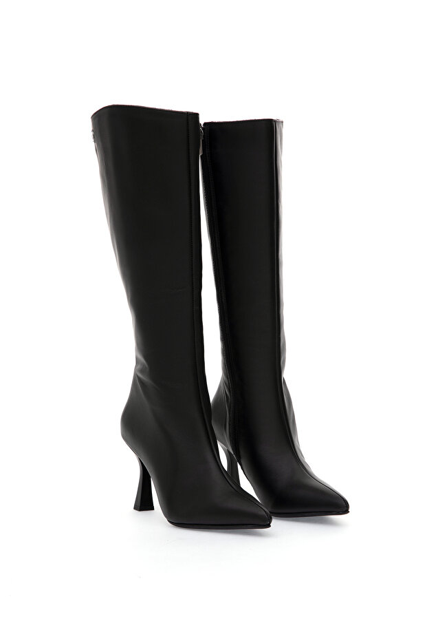 Black Heeled Leather Boots 50314213-Vr046