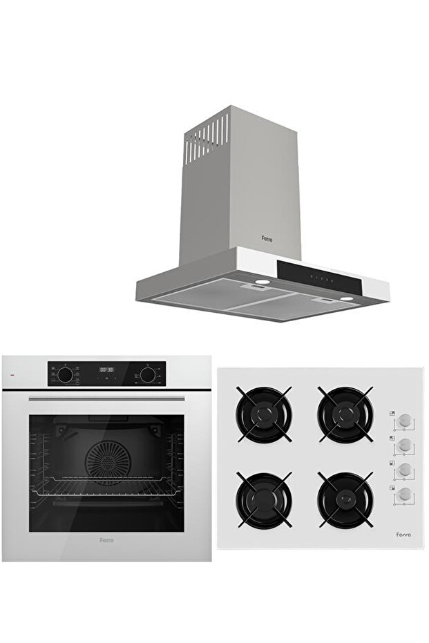 WHITE PLUS SERİSİ 3LÜ CAM ANKASTRE SET (QBL63CB-2140B-D101) - 1