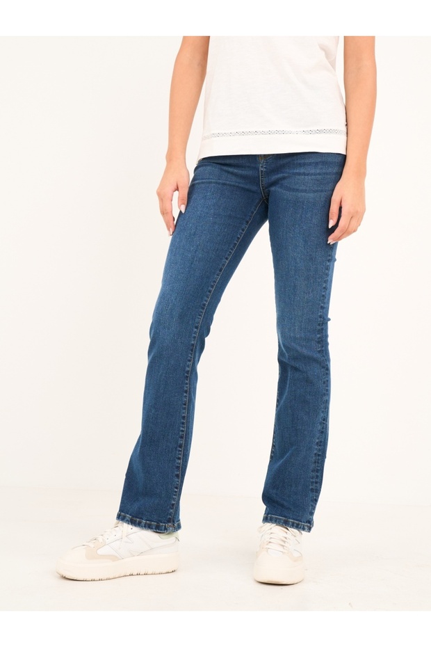 Women's solid color bootcut jeans - 8