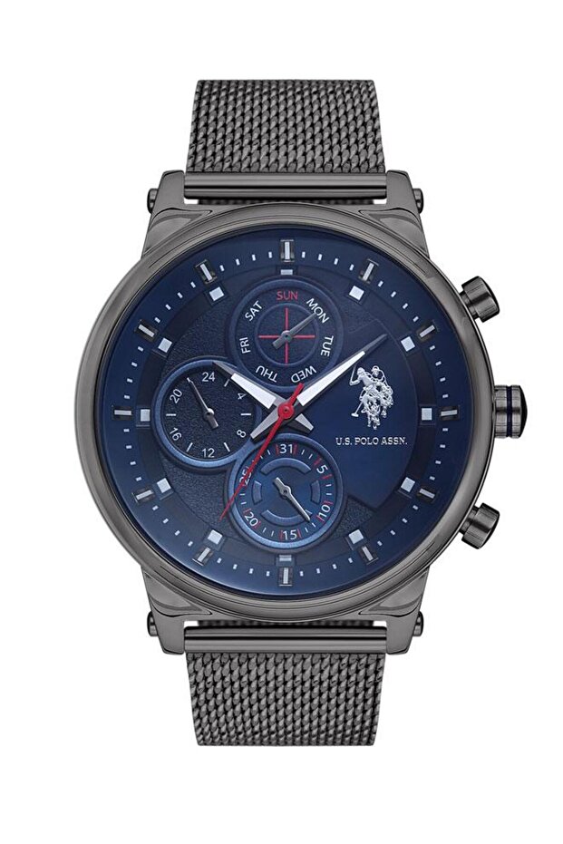 Crossing Men's 46mm Watch with Blue Dial, Gunmetal Case & Mesh Strap - USPA1000B-06