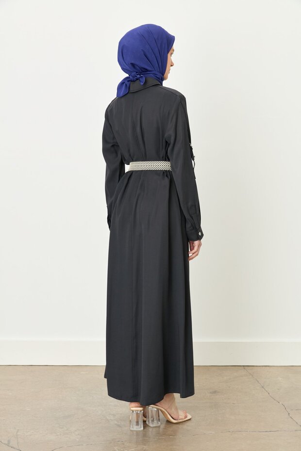 Rahat Kalıp Modal Elbise Siyah - 4