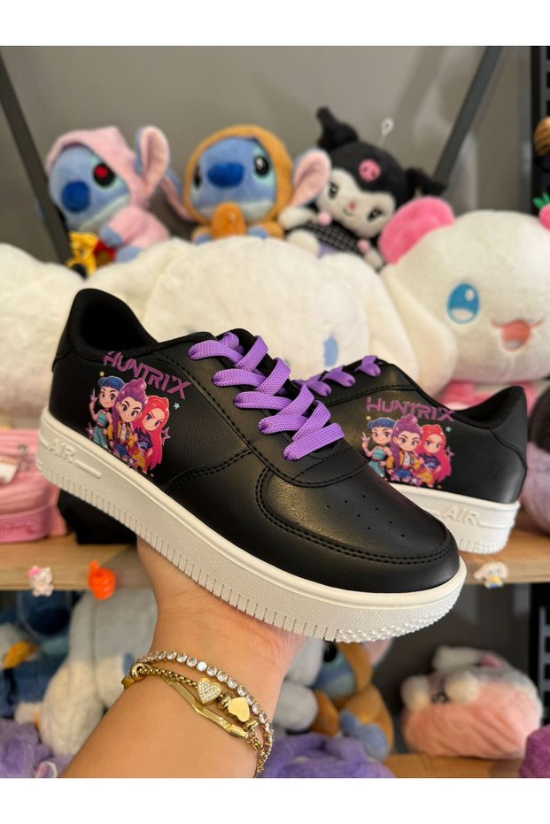K-Pop Demon Hunter Huntrix Drawing Printed White Lace-Up Sneakers Sneaker