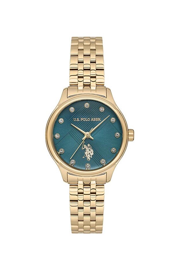 Stile 30mm Ladies' Watch - Teal Dial & Diamond Accents (Gold Band)