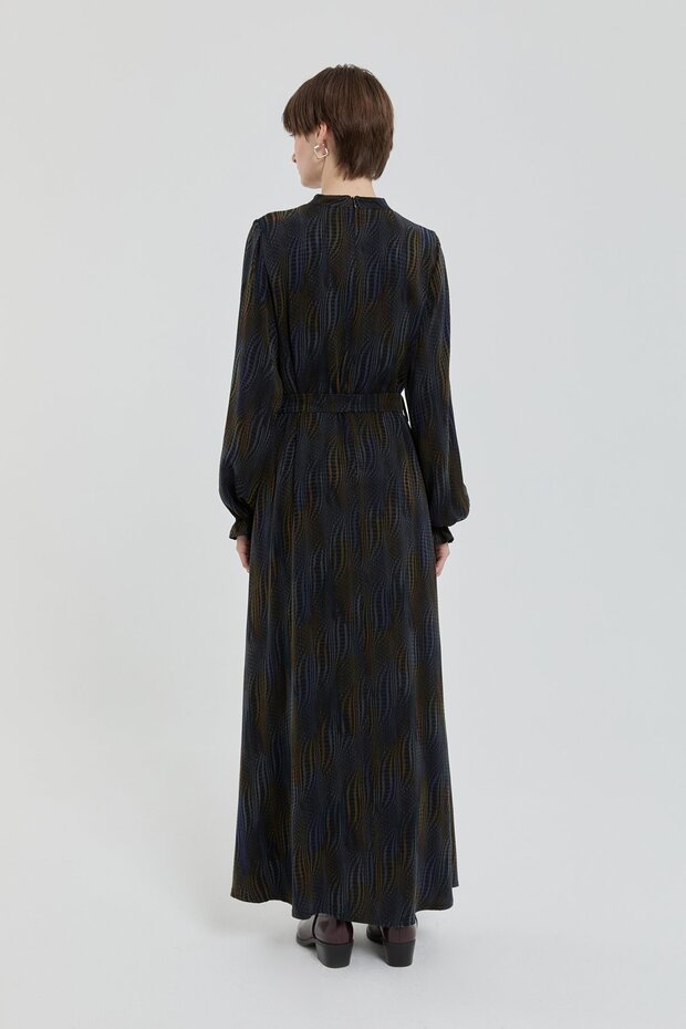 Jakarlı Bambu Elbise Siyah - 6