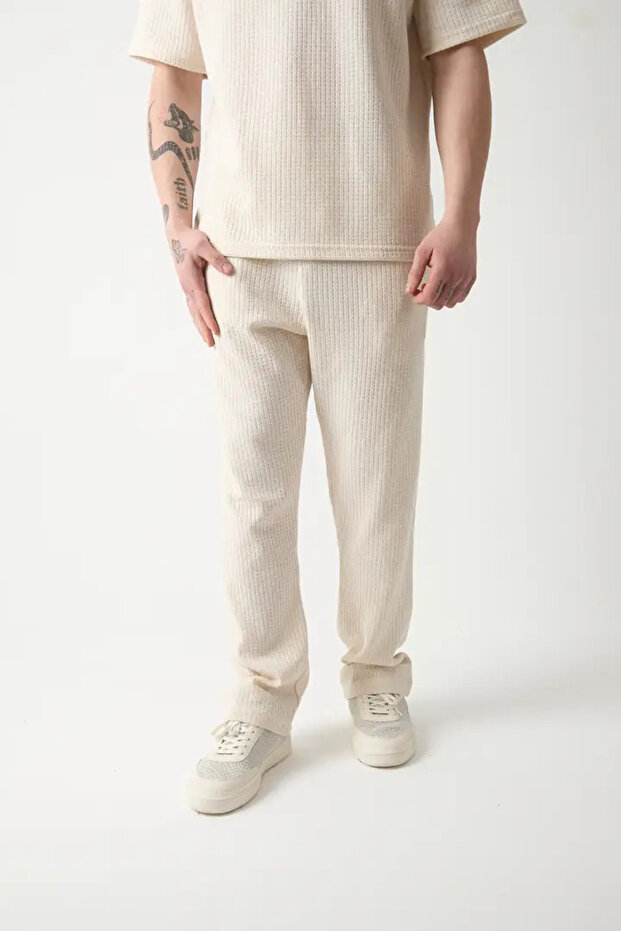Waffle Pattern Baggy Pants