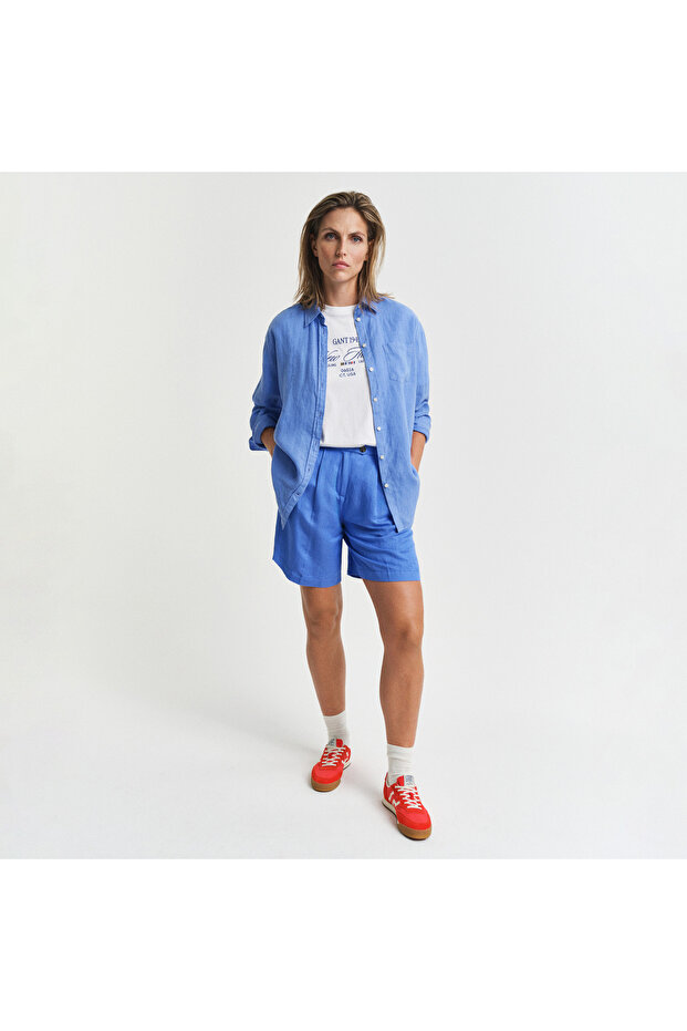 Kadın Mavi Relaxed Fit Şort - 1