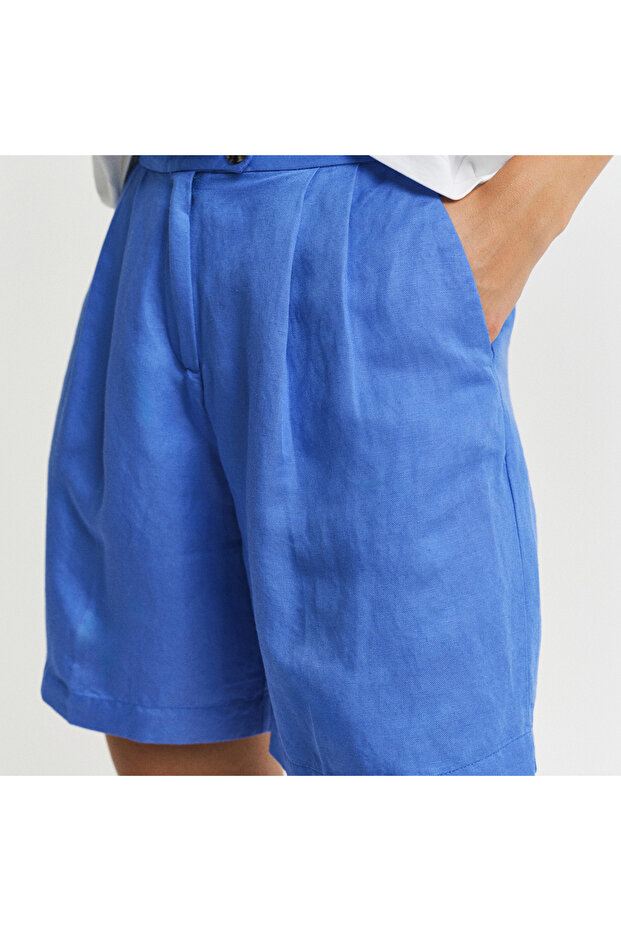 Kadın Mavi Relaxed Fit Şort - 6