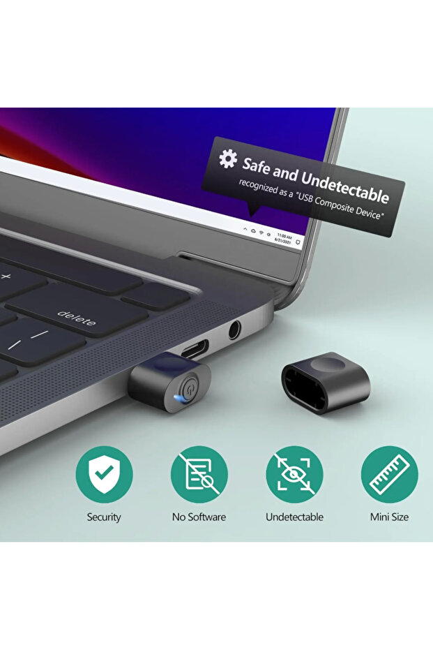 USB simulator, Mouse jiggler WMJ01, to prevent system from entering sleep mode, 3 modes, Black - 5