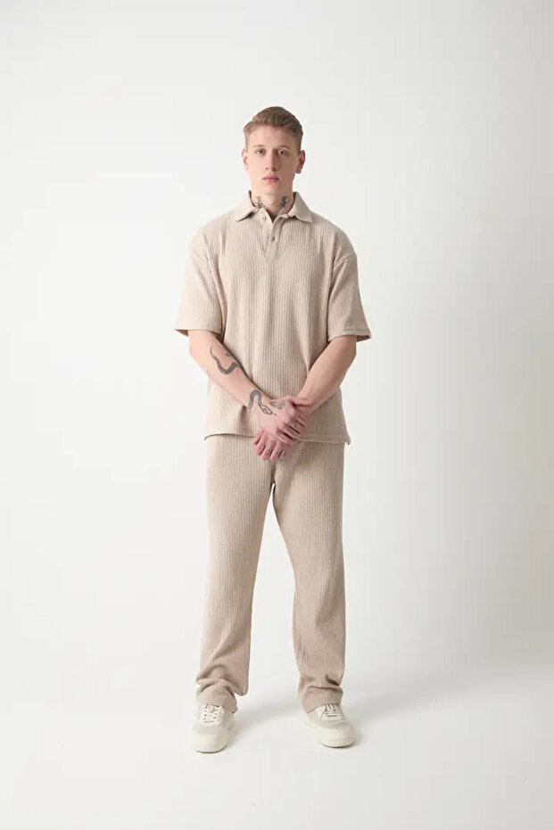 Waffle Pattern Baggy Pants